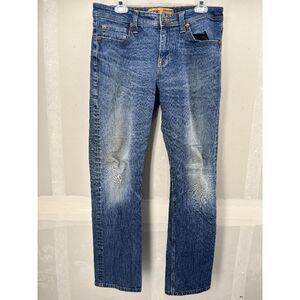 Seven 7 Jeans Mens 34x30 Blue Denim Slim Straight Distressed Medium Wash Preppy